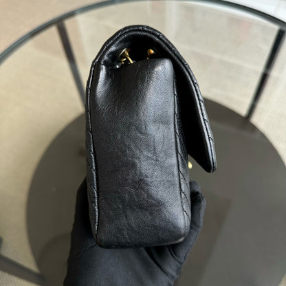 Surpique CC Herringbone Medallion Chevron Goatskin Medium Black GHW No 21