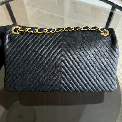 Surpique CC Herringbone Medallion Chevron Goatskin Medium Black GHW No 21