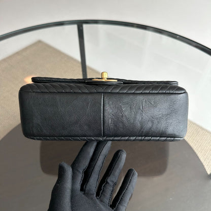 Surpique CC Herringbone Medallion small Chevron Goatskin Black GHW No 21