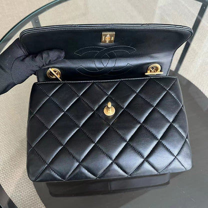Trendy CC Small Quilted Lambskin Black Golden Hardware Series 21