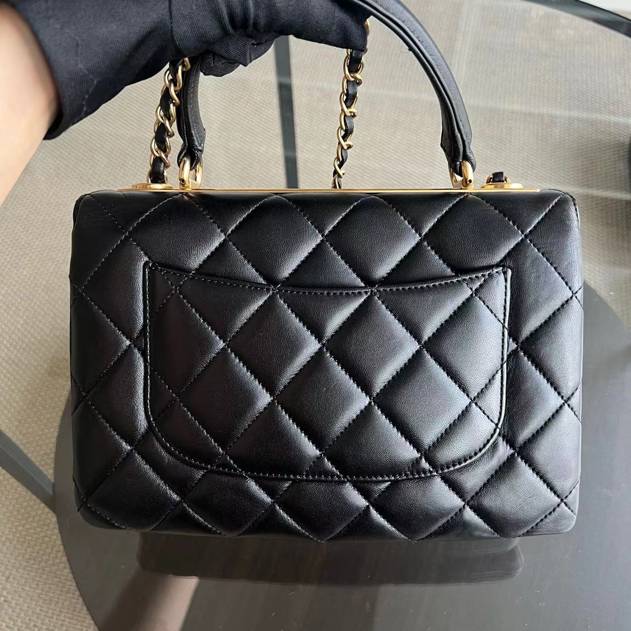 Trendy CC Small Quilted Lambskin Black Golden Hardware Series 21