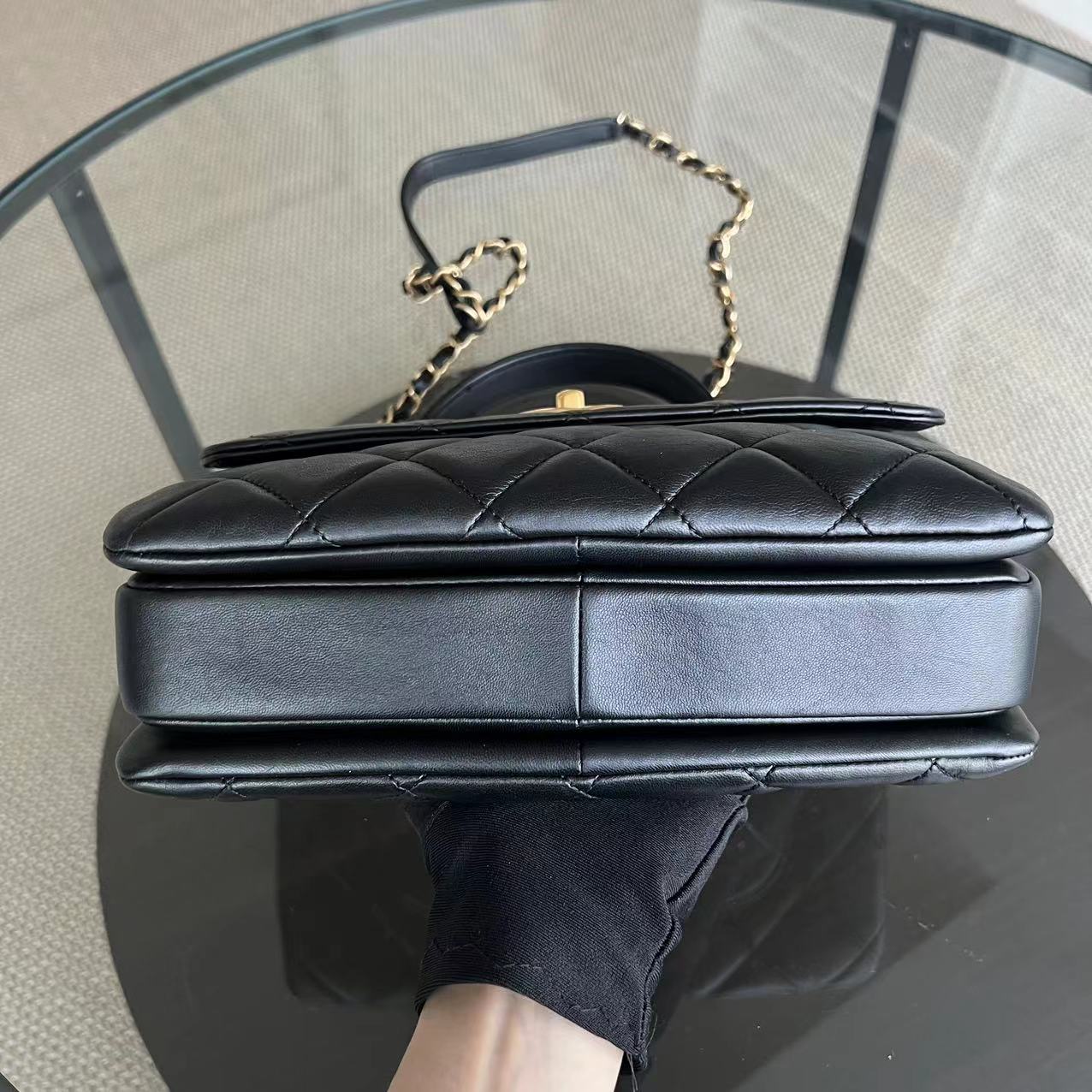Trendy CC Small Quilted Lambskin Black Golden Hardware Series 21