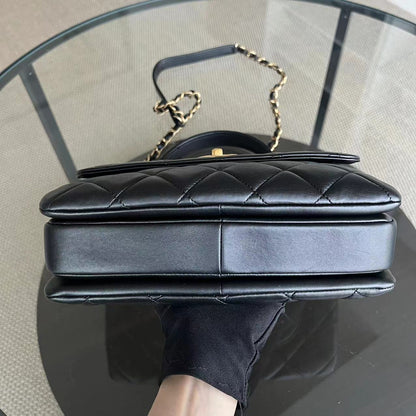 Trendy CC Small Quilted Lambskin Black Golden Hardware Series 21