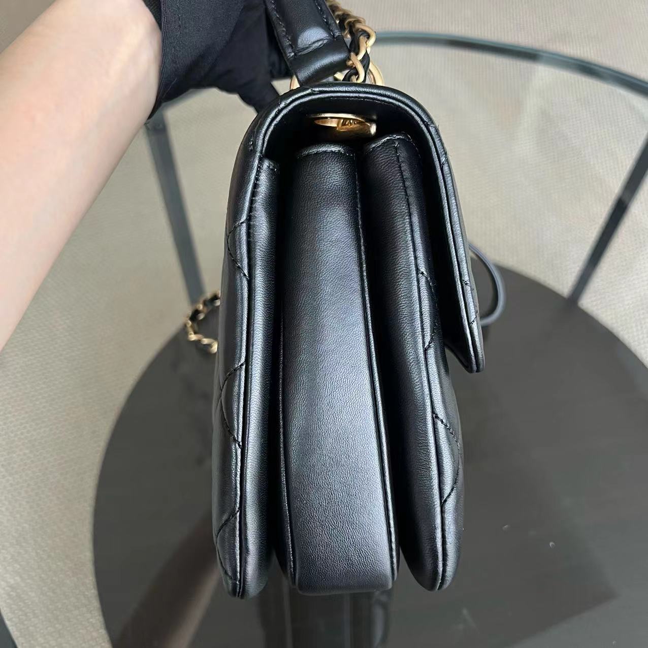 Trendy CC Small Quilted Lambskin Black Golden Hardware Series 21