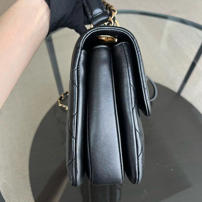 Trendy CC Small Quilted Lambskin Black Golden Hardware Series 21