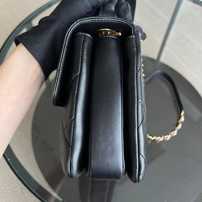 Trendy CC Small Quilted Lambskin Black Golden Hardware Series 21