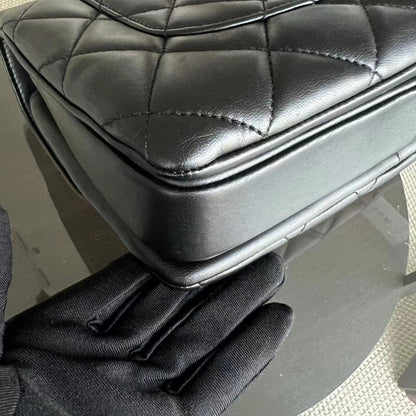 Trendy CC Small Quilted Lambskin Black Golden Hardware Series 21