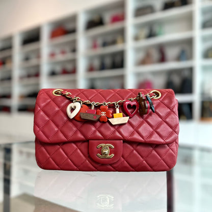 Valentine Seasonal Flap Medium Timeless Lambskin Red GHW No 14