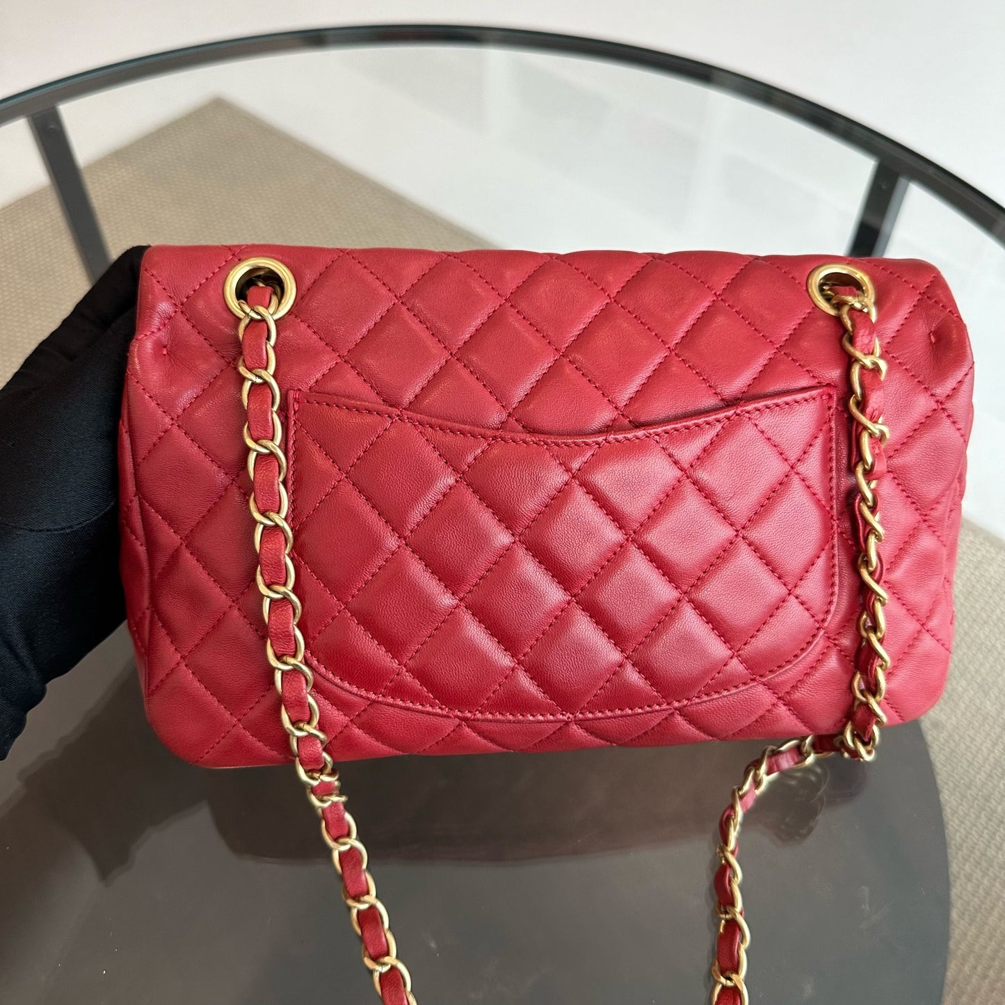 Valentine Seasonal Flap Medium Timeless Lambskin Red GHW No 14