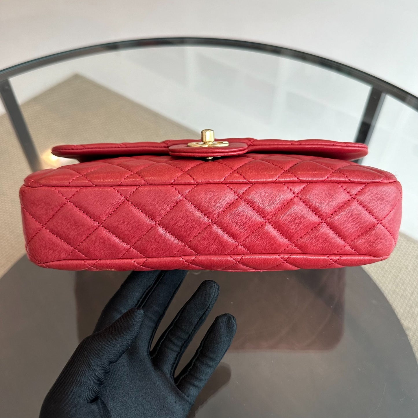 Valentine Seasonal Flap Medium Timeless Lambskin Red GHW No 14