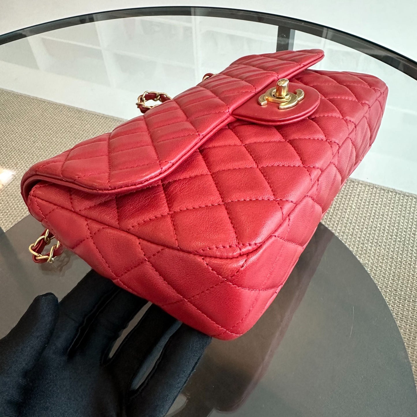 Valentine Seasonal Flap Medium Timeless Lambskin Red GHW No 14