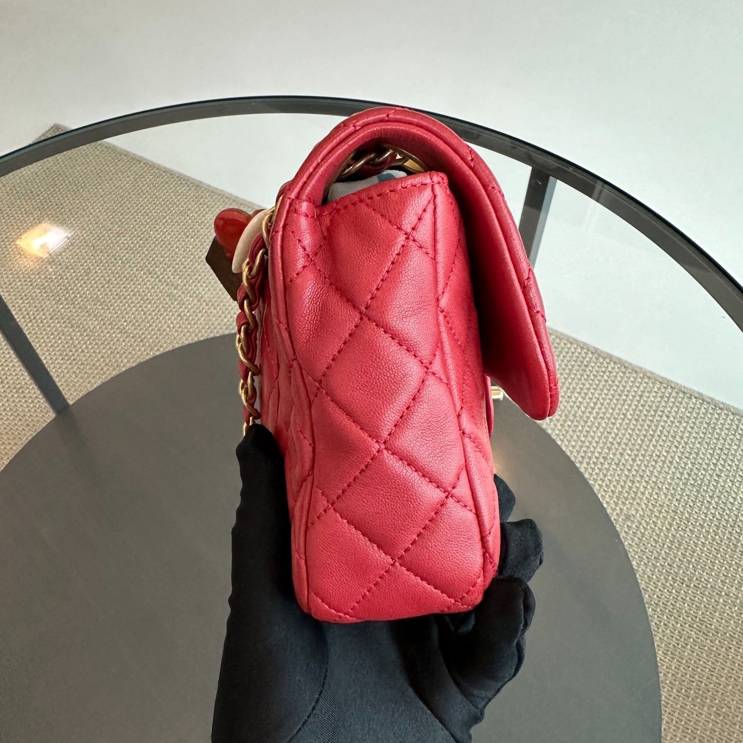Valentine Seasonal Flap Medium Timeless Lambskin Red GHW No 14