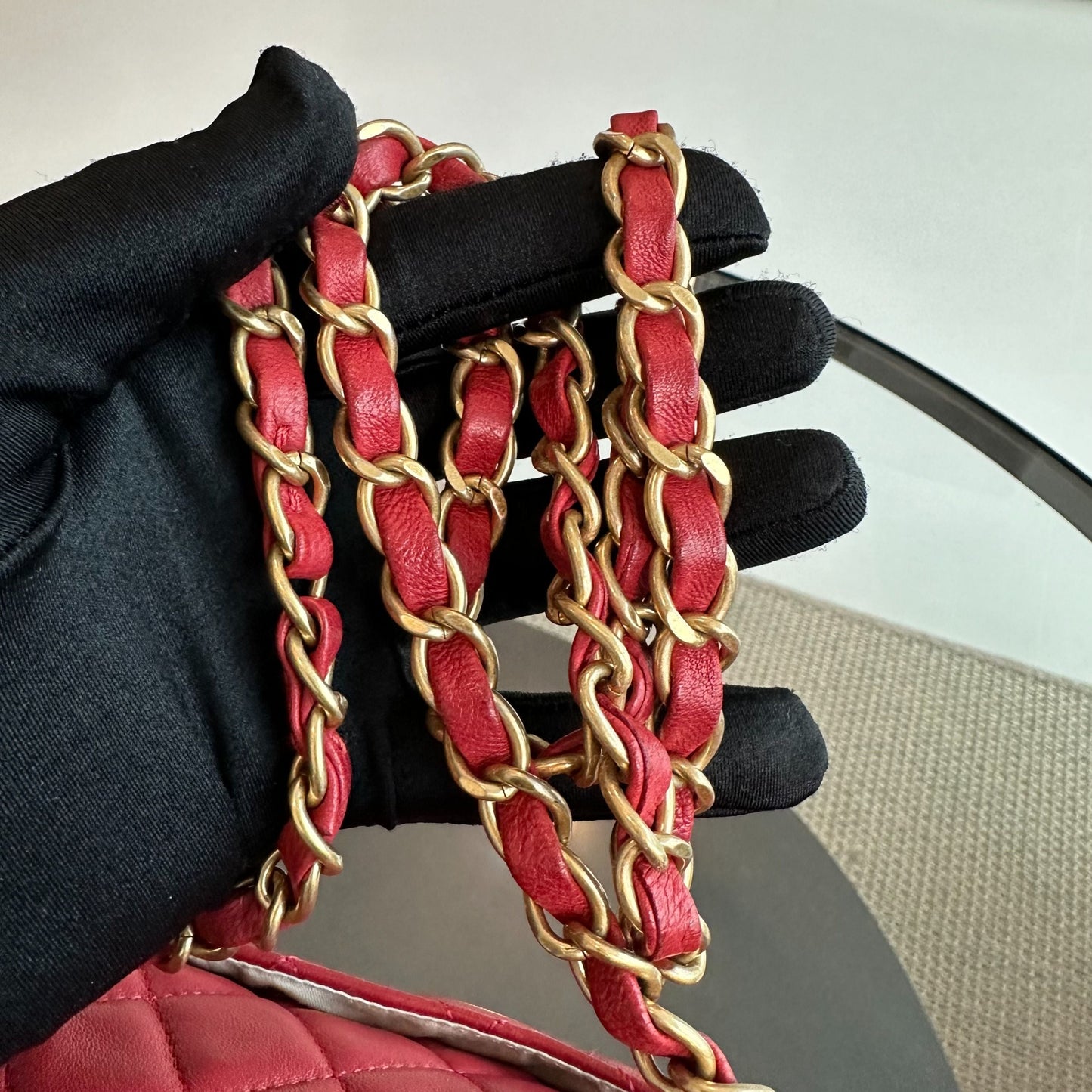 Valentine Seasonal Flap Medium Timeless Lambskin Red GHW No 14