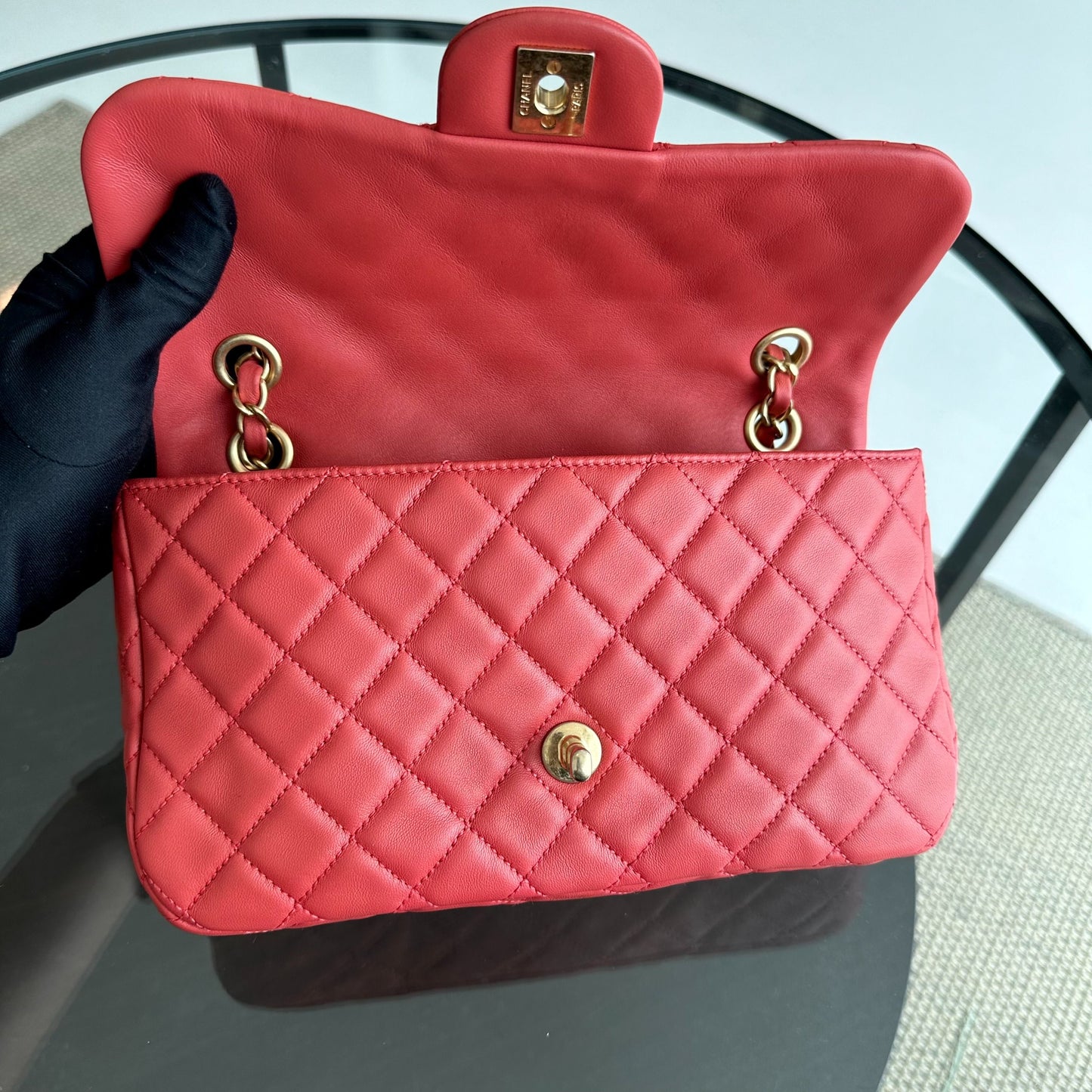 Valentine Seasonal Flap Medium Timeless Lambskin Red Pink GHW No 14