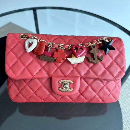 Valentine Seasonal Flap Medium Timeless Lambskin Red Pink GHW No 14