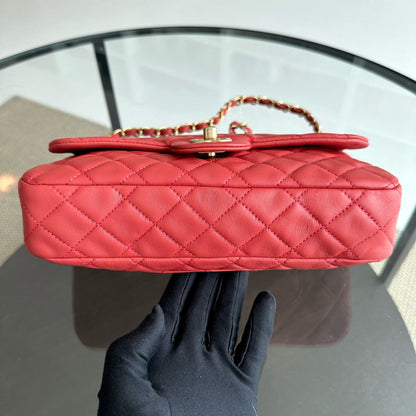 Valentine Seasonal Flap Medium Timeless Lambskin Red Pink GHW No 14