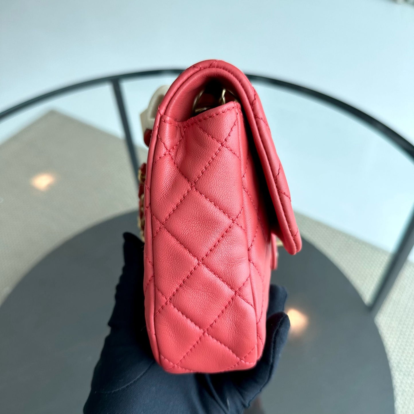 Valentine Seasonal Flap Medium Timeless Lambskin Red Pink GHW No 14