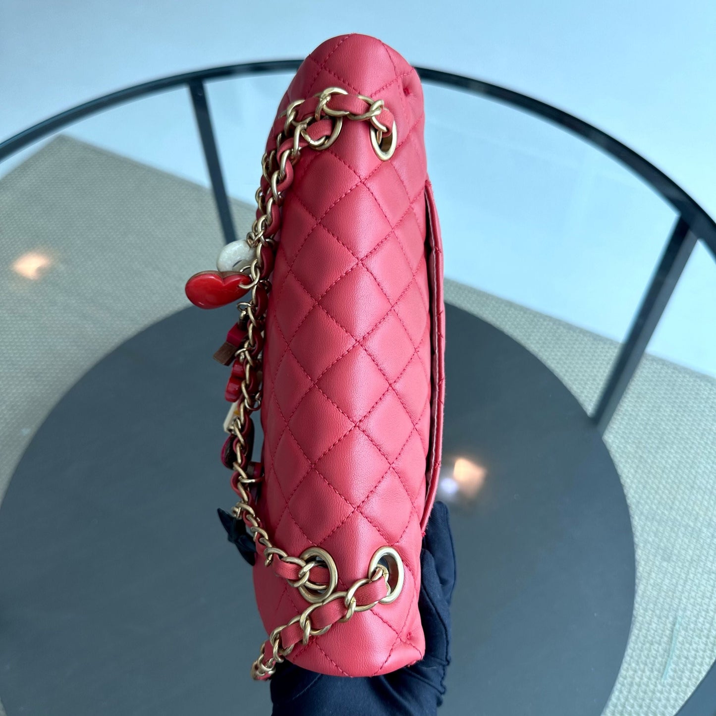 Valentine Seasonal Flap Medium Timeless Lambskin Red Pink GHW No 14
