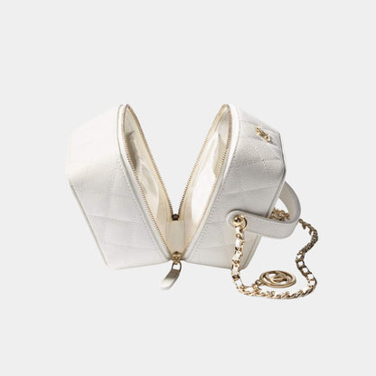 Vanity with Chain in Grained Calfskin and Gold Tone Metal