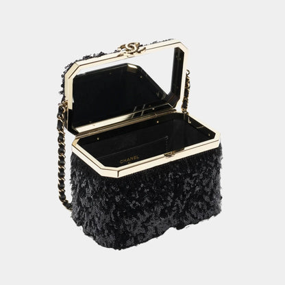 Vanity with Chain Sequins & Gold Tone Metal