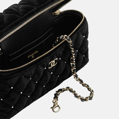 Vanity With Chain Velvet Diamante Gold Tone Metal