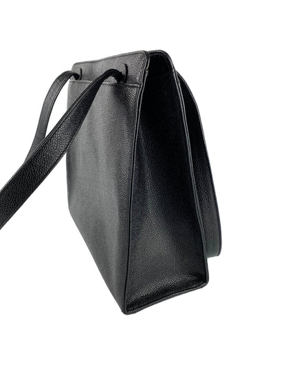 Chanel Vintage Black Tote with Stitched Logo