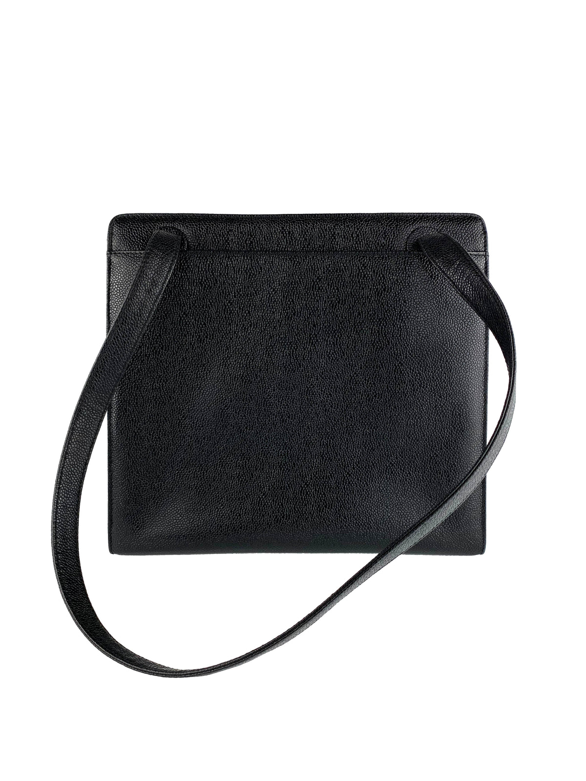 Chanel Vintage Black Tote with Stitched Logo