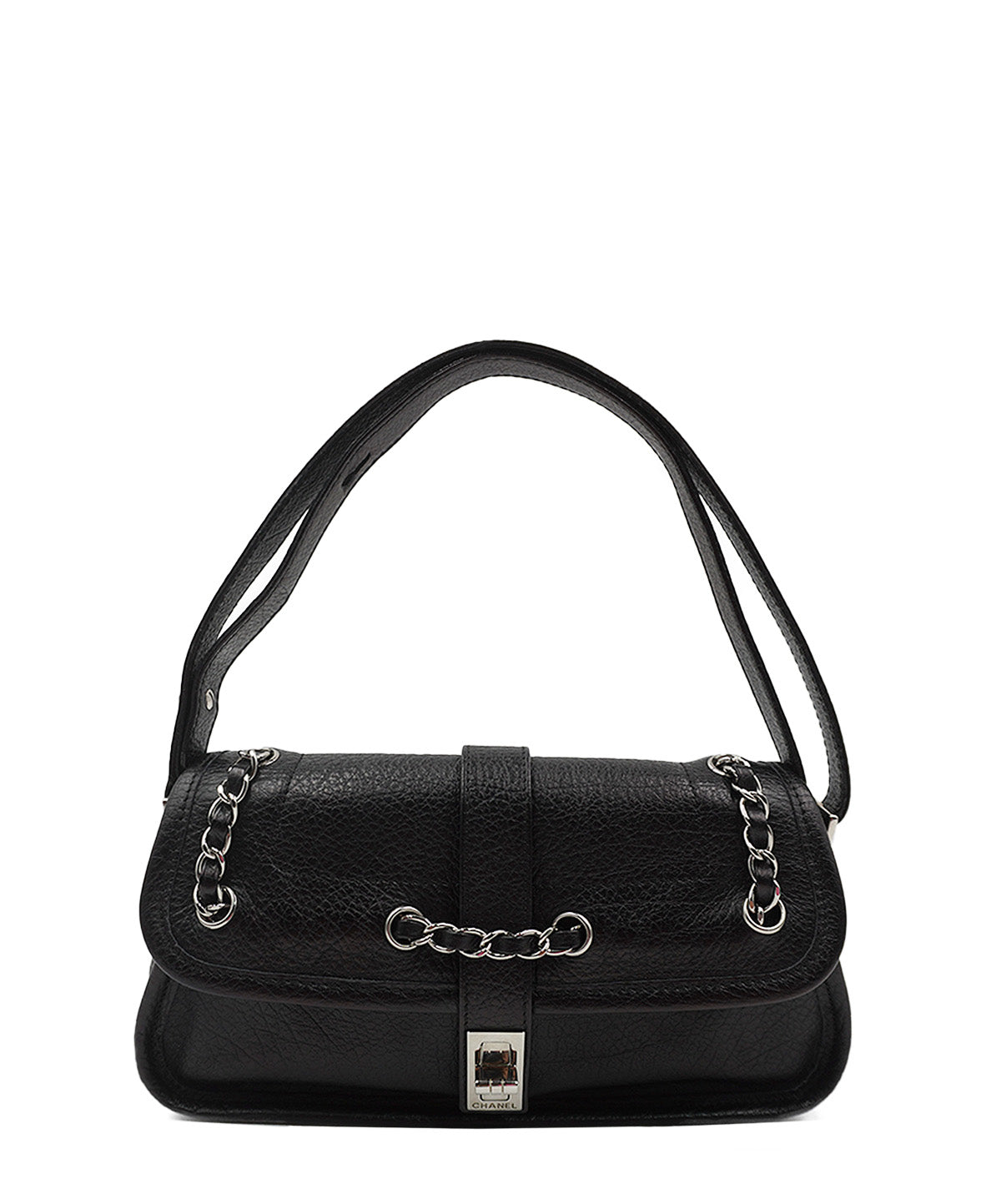 Vintage Mademoiselle Lock Flap Bag Black