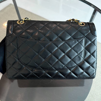 Vintage Paris CC Double Flap Quilted Calfskin Black GHW No 3