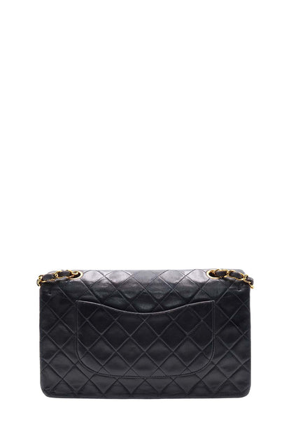 Vintage Quilted Lambskin Classic Medium Flap Bag Black