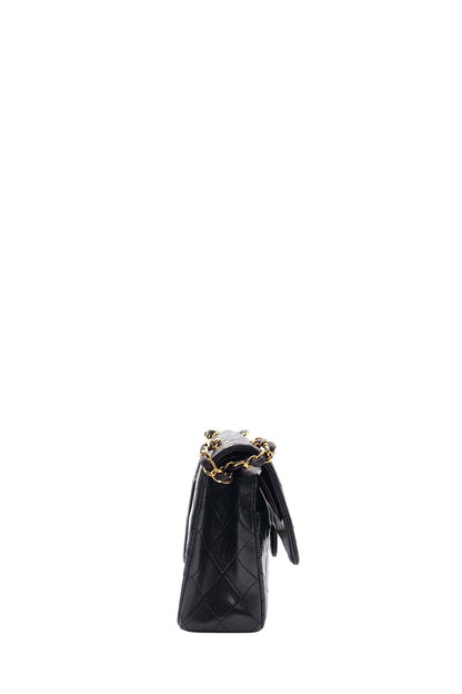 Vintage Quilted Lambskin Classic Medium Flap Bag Black