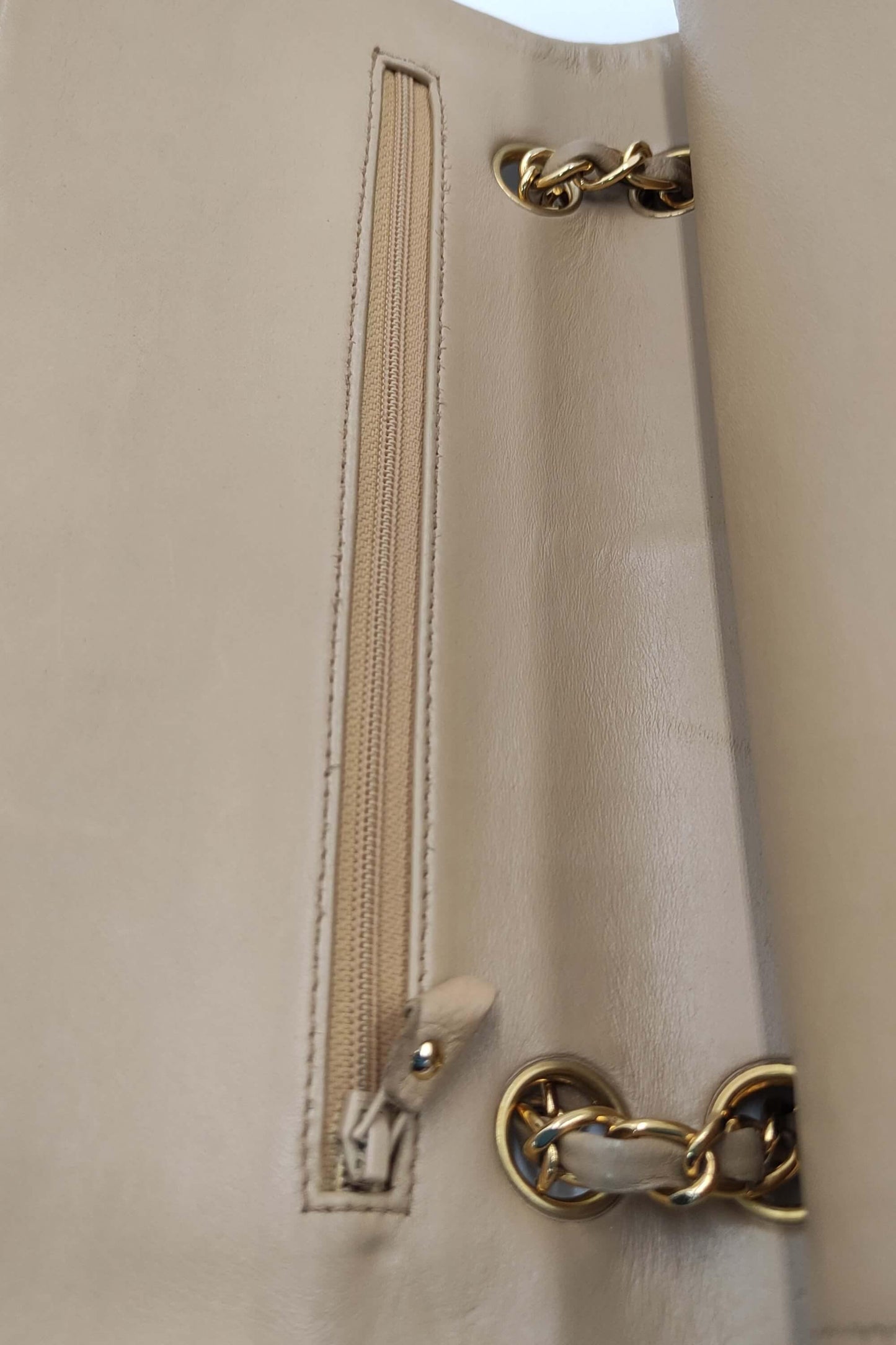 Vintage Quilted Lambskin Medium Classic Flap Bag Beige with Gold Hardware Beige