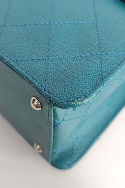 Vintage Top Handle Flap Bag Turquoise