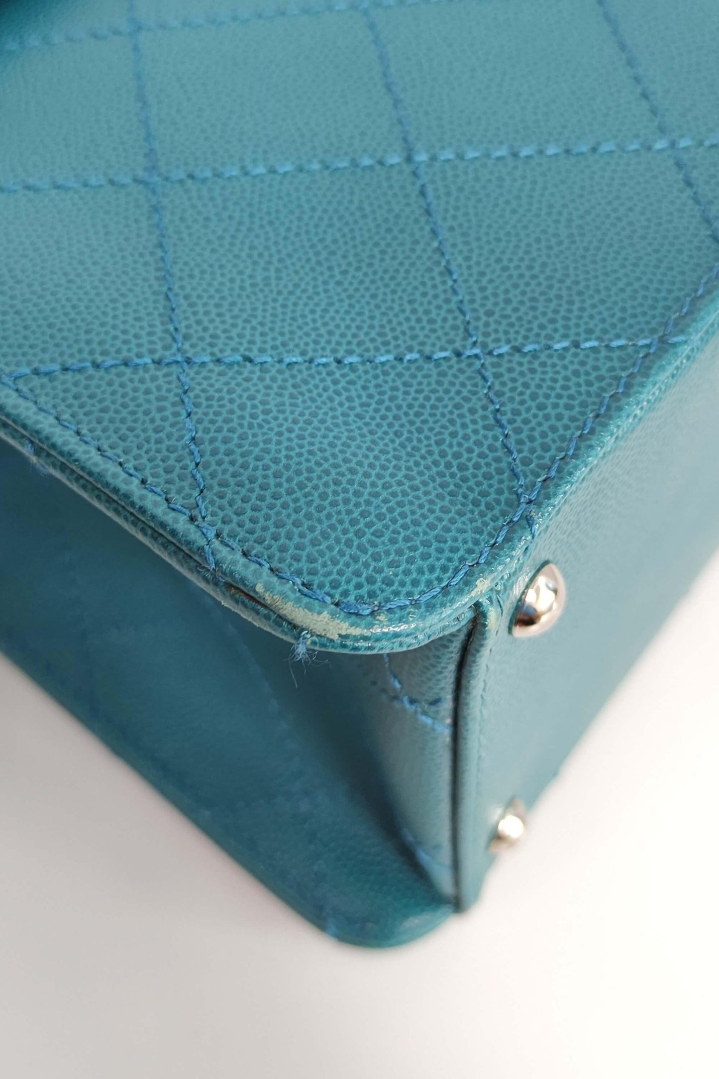 Vintage Top Handle Flap Bag Turquoise