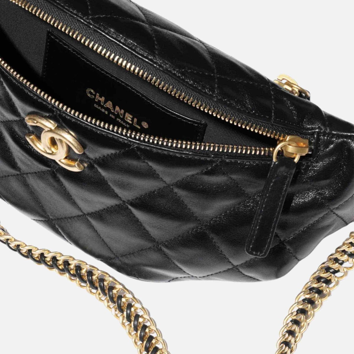 Waist Bag In Shiny Lambskin & Tone Metal