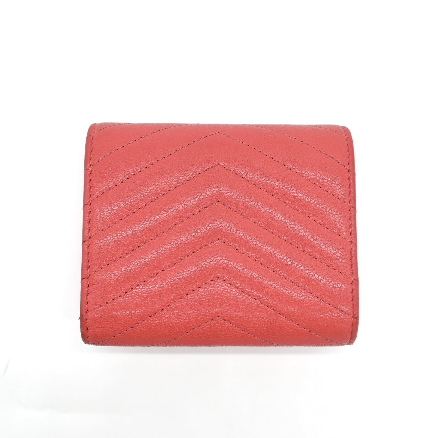 Chanel Coral Pink Chevron Lambskin Trifold Wallet