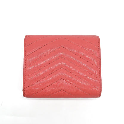 Chanel Coral Pink Chevron Lambskin Trifold Wallet