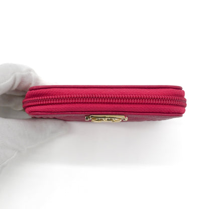 Chanel Berry Red Caviar Boy Zip Around Coin Purse / Cardholder