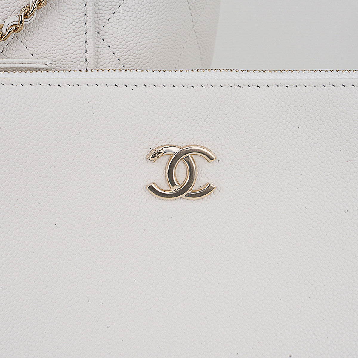 Chanel 2023 Limited Edition White Quilted Caviar Leather Large Tote Bag