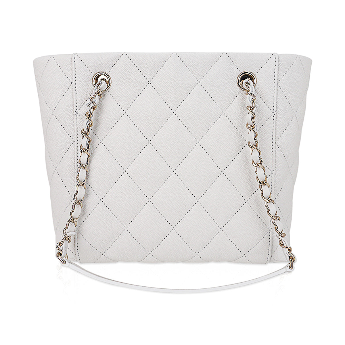 Chanel 2023 Limited Edition White Quilted Caviar Leather Large Tote Bag