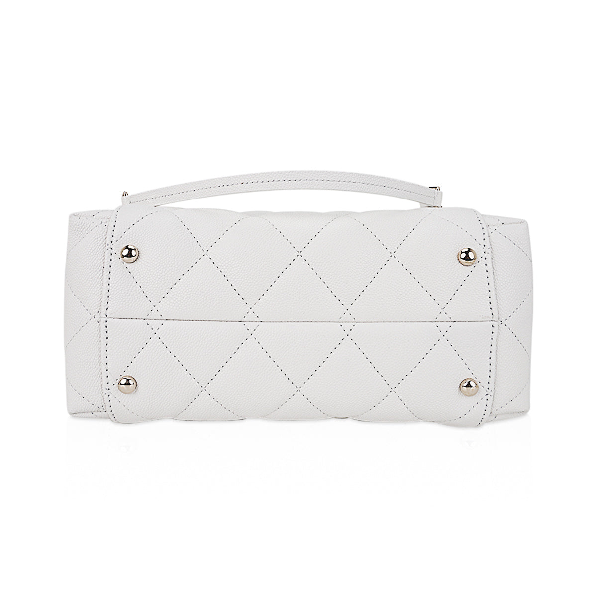 Chanel 2023 Limited Edition White Quilted Caviar Leather Large Tote Bag