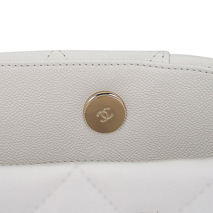 Chanel 2023 Limited Edition White Quilted Caviar Leather Large Tote Bag