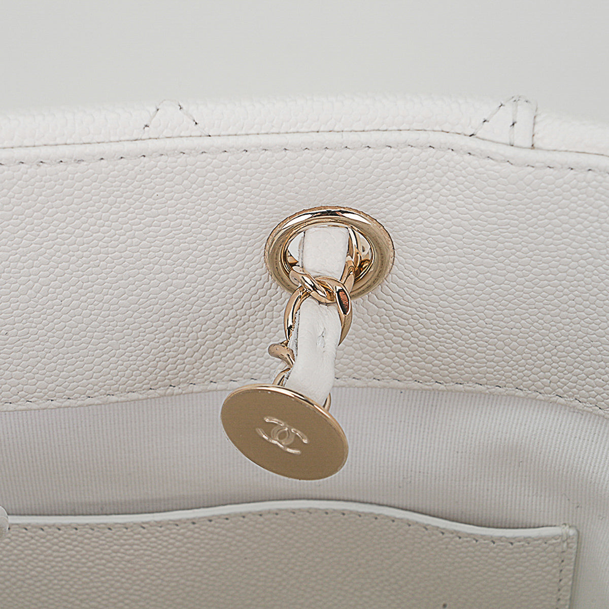 Chanel 2023 Limited Edition White Quilted Caviar Leather Large Tote Bag