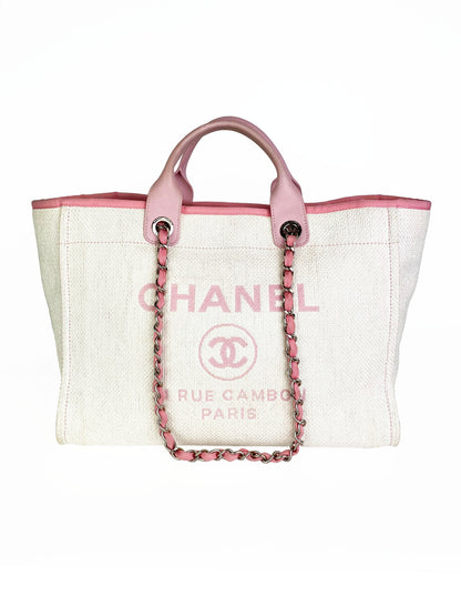 Chanel Pink & White Deauville Tote