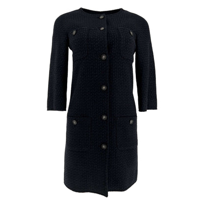 Pre owned Chanel wool navy and black designer coat/dress