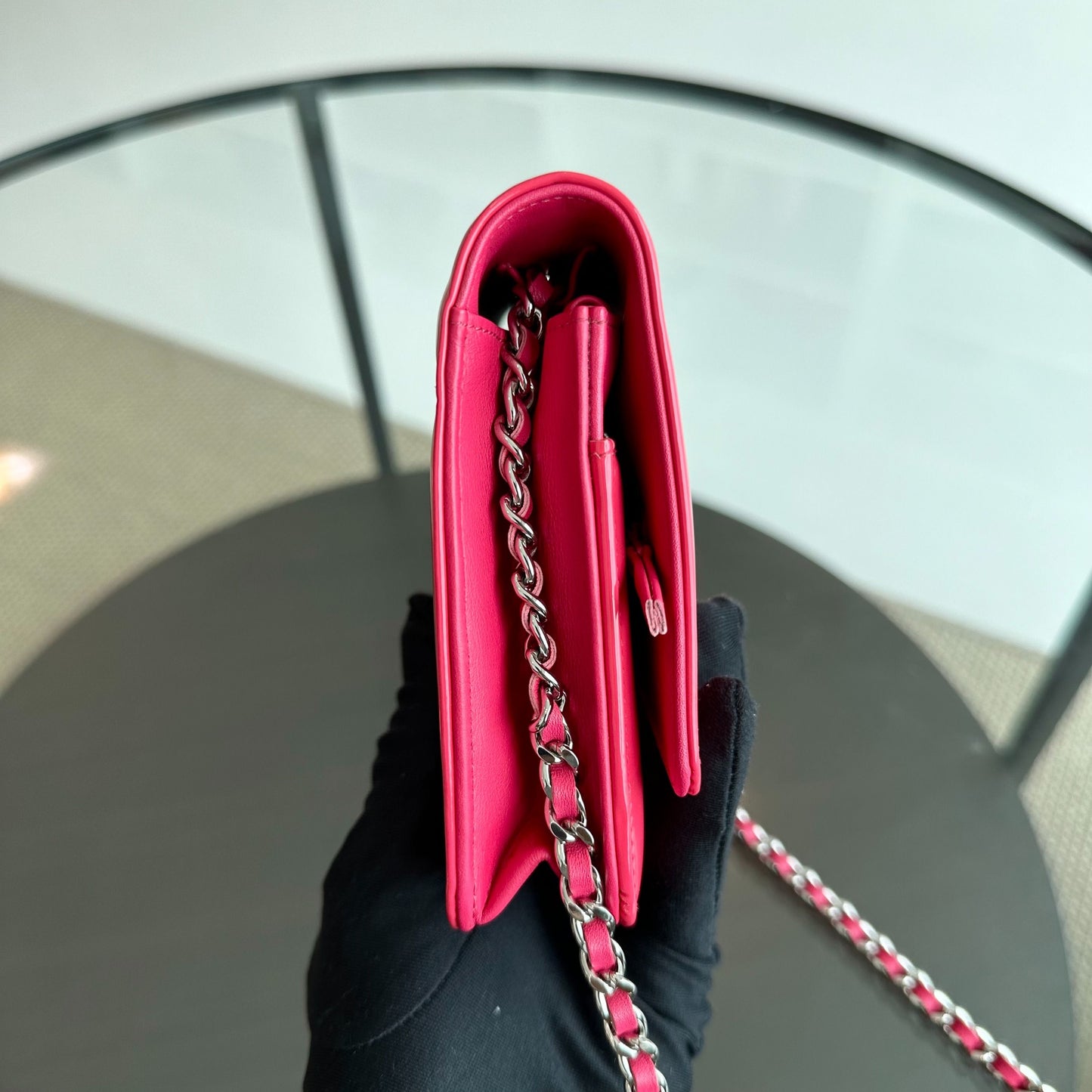 WOC Wallet On Chain CC Patent Leather Pink No 17