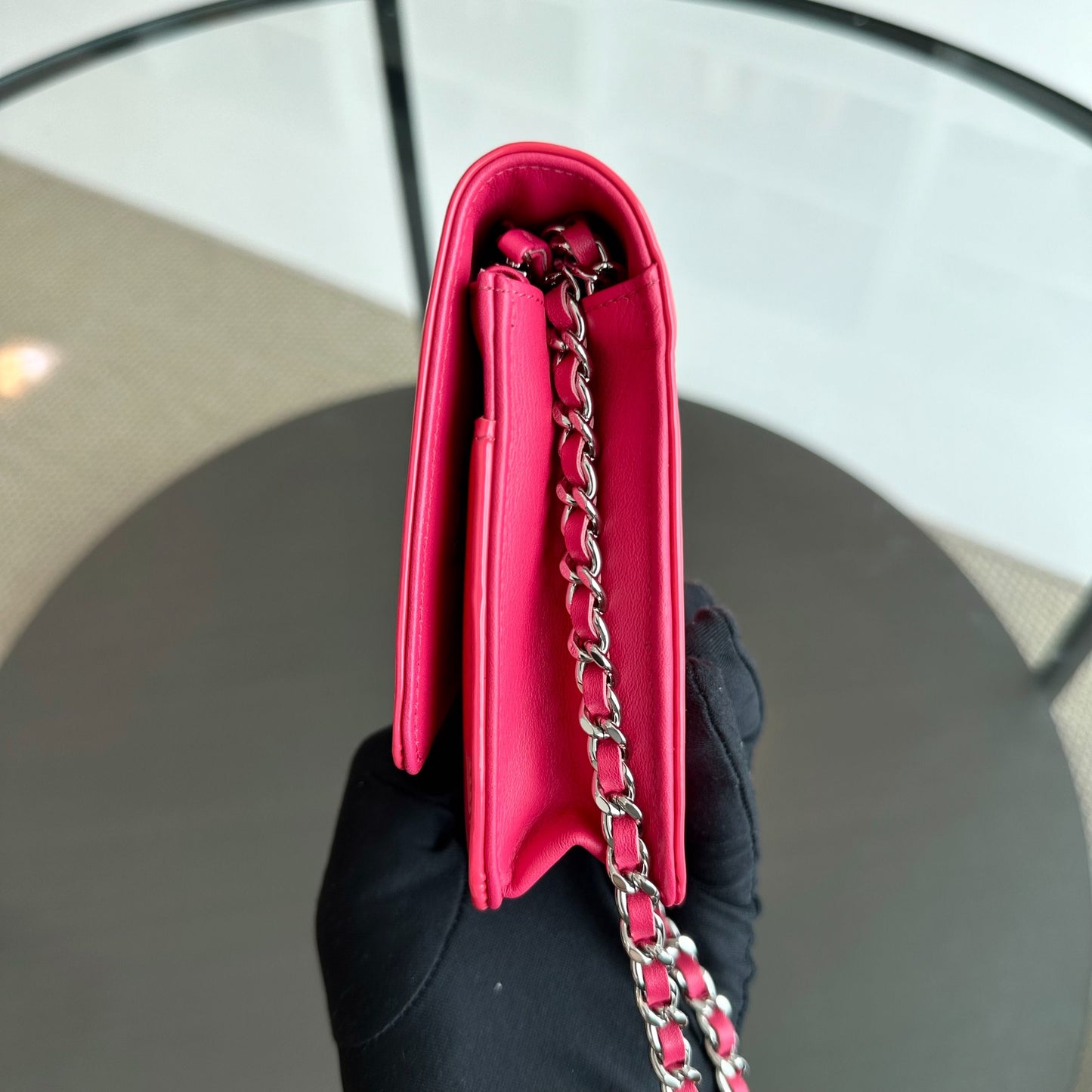 WOC Wallet On Chain CC Patent Leather Pink No 17