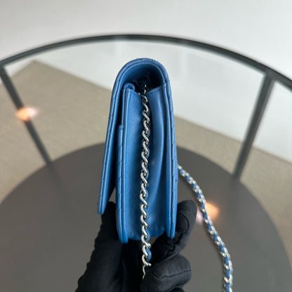 WOC Wallet On Chain Lambskin Chevron Blue SHW NO 22
