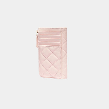 Zipped Card Holder in Grained Shiny Calfskin