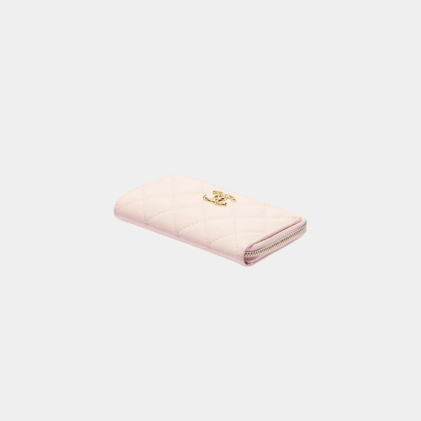 Zipped Card Holder in Grained Shiny Calfskin